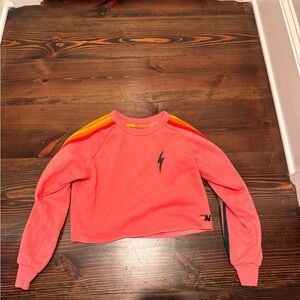Coral pink cropped sweatshirt
